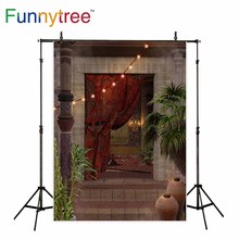 Funnytree backdrop for photographic studio Arabian fantasy view vintage decoration curtains door background photobooth photocall 2024 - buy cheap