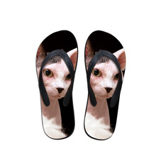 High Quality Classic Summer Men Flip Flops Beach Sandals Anti-slip  Casual Shoes Canadian Hairless Sphinx cat Print Outdoor wear 2024 - compre barato