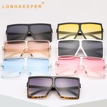 LongKeeper Big Frame Sunglasses Women Men Flat top Oversized Sun Glasses For Female Retro Square Gradient  Eyewear UV400 Oculos 2024 - buy cheap