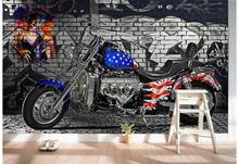 Papel tapiz 3d con foto personalizada, mural no tejido para pared de motocicletas con bandera americana, imagen de pintura 3d, papel tapiz para pared de habitación 2024 - compra barato