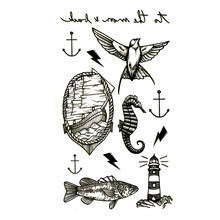 Временная Водонепроницаемая тату-наклейка с маяком, искусственная татуировка в виде животных, рыб, боди-арт, флеш-доставка, Детские татуировки на рукавах 2024 - купить недорого