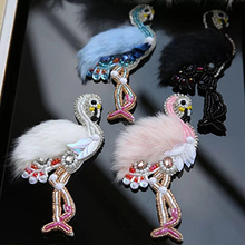 Hand sewn bead hair fairy crane patch embroidery garment patches applique red flamingo diy decoration stickers. 2024 - buy cheap