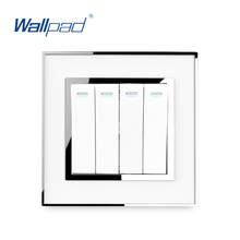 Painel de espelho acrílico com moldura de prata, 4 gang, 1 direção, interruptor de luz, 4 botões, 16a, visual branco 2024 - compre barato