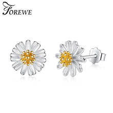 FOREWE 100% Real 925 Sterling Silver Daisy Earrings for Women S925 Silver Classic Chrysanthemum Stud Earring New Fashion Jewelry 2024 - buy cheap