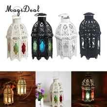Vintage Metal With Glass Hanging Tea Light Votive Candle Holder Lanterns Moroccan Type Weeding Decoration 2024 - buy cheap