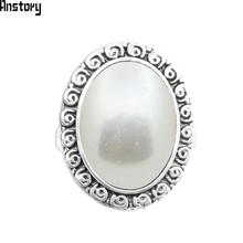 Oval Pearl Rings For Women Vintage Snail Ring Antique Silver Plated Party Fashion Jewelry 2024 - buy cheap