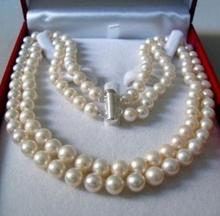 Barroco 2 filas 7-8MM blanco AKOYA perla collar de regalo de boda para mujeres sterling-jewelrygirl boda fiesta, lujo Dubai 2024 - compra barato