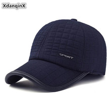 XdanqinX Middle-aged Men's Hat Earmuffs Cap Thick Warm Baseball Cap Adjustable Size Simple Fashion Brand Sports Cap Snapback Cap 2024 - buy cheap