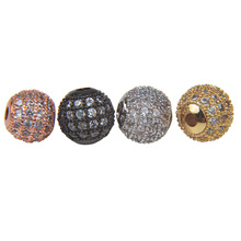 Cuentas redondas de cristal de cobre para fabricación de joyas, joyería de circonia cúbica, 8mm y 10mm 2024 - compra barato