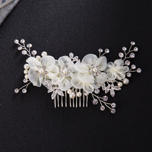 White Flower Hair Combs Pearl Rhinestone Wedding Hair Accessories  Crystla Leaf Bridal Women Hair Ornament Accessories 2024 - buy cheap