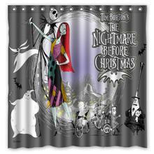 Custom Bath Curtain!The Night Before Christmas Cartoon  Skull  Lovers Print Waterproof Polyester Shower Curtain(Size:180X180CM) 2024 - buy cheap
