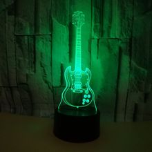 Creative Guitar 3d Night  Deco Lamps ColorfulGift Atmosphere Art Usb Led 3d Table Lamp Remote Touch switch Factory wholesale 2024 - buy cheap