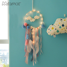 Dreamcatcher With Light Big Lace Dream Catcher with Clouds & Pompom Home Wall Hanging Decor Pendant for Kid's Bedroom AMOR143 2024 - buy cheap