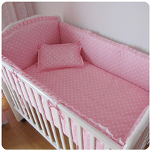 6PCS Pink kids bedding bumper Baby Crib Protector crib bedclothes cot nursery bedding kit berço (4bumpers+sheet+pillow cover) 2024 - buy cheap