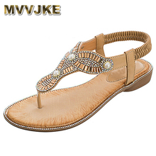 MVVJKE  2018 women sandals Summer style Apricot color crystal Elastic Band TPR beaches flip flops women size 36-41 2024 - buy cheap