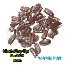 100pcs U Shape Wig Clips 28mm Snap On Teeth Metal Snap Clip For Hair Extension 2024 - buy cheap