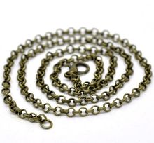 DoreenBeads-Cadena de eslabones con broche de langosta de bronce antiguo, collares de 3,2x0,5mm,20 pulgadas, venta por paquete de 12 Uds. 2024 - compra barato