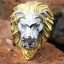 1pc!! Golden Big Lion Head Ring 316L Stainless Steel Cool Man Lion King Ring 2024 - buy cheap