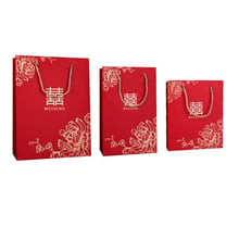 100pcs/lot Chinese style Red Double Happiness Paper gift bags for Wedding Packaging Bag with Handle Party Favors 2024 - buy cheap