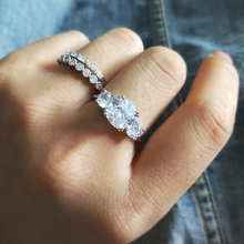 Изысканные женские кольца с квадратным кристаллом и геометрическим соединением, набор серебряных колец, женские роскошные свадебные юбилейные ювелирные изделия, подарок 2024 - купить недорого