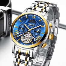 LIGE New Luxury Gold Automatic Mechanical Mens Watch Men Waterproof Diving Watches Luminous Stainless Steel Tourbillon Men Clock 2024 - buy cheap