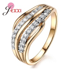 New Geometric Style Women Fashion Wedding Engagement Party Jewelry Trendy 925 Sterling Silver Shinning Crystal Rings Big Sale 2024 - buy cheap