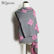 Lenços pashmina floral e de cashmere, cachecol feminino de lã grossa e com borla, envoltório de xale de alta qualidade, novo, 2016 2024 - compre barato