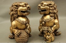Par de estatuillas clásicas chinas de FengShui, estatua de cobre Fu, Foo, perro, León, juego de pelota, Leo, YM 316 2024 - compra barato