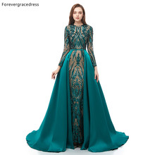 Forevergracedress Green Prom Dresses Detachable Train Long Sleeves Holidays Graduation Wear Evening Party Gowns Plus Size 2024 - buy cheap