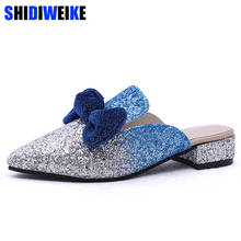 size 35-43 Colorful Women Slippers Butterfly-knot Sandals Pointed Toe Mules sabot talons hauts Summer Ladies Shoes Slides 2019 2024 - buy cheap