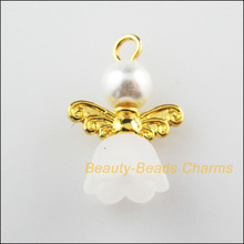 Fashion 20 New Charms White Dancing Angel Gold Color Wings Pendants 14x19mm 2024 - buy cheap