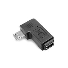 100 unidades/lotes 9mm longo conector 90 graus à esquerda em ângulo micro usb 2.0 Pinos Macho para Mini USB Fêmea cabo de Extensão Do Adaptador, Por UPS DHL 2024 - compre barato