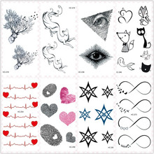 Rocooart маленькая татуировка, лиса, Elks, поддельные татуировки, сердца, татуировки, боди-арт, водонепроницаемые Временные татуировки, наклейки для женщин, татуировки 2024 - купить недорого