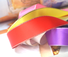Silver Metallic-Edge Satin Ribbon Tape Crafts ECO-Friendly Double Face Fabric Band for Handmade Ribbon Bow 2024 - buy cheap