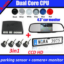 4.3inch car rearview mirror monitor + Car backup rearview parking camera CCD HD + Parking sensor Dual core CPU 2024 - buy cheap