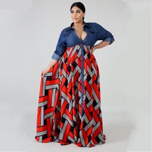 3XL 4XL Plus Size Africa Clothing Trendy Stripe Printed Long Sleeve Maxi Dress Women Autumn Robe Long Party African Dress 2024 - buy cheap