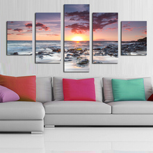 2018 paneles sin marco, pintura de paisaje impreso de puesta de sol y océano, arte de pared moderno para imagen de pared, decoración del hogar, obra de arte 2024 - compra barato