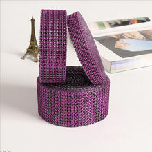 New 10Yards/9Meters Deep purple Plastic Net Drill Hand DIY Accessories Rhinestone Wrap Ribbon Wedding Christmas Home Decoration 2024 - buy cheap