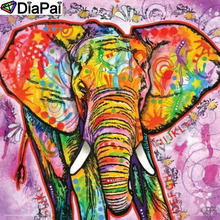 DiaPai-pintura de diamante 5D DIY "elefante colorido", bordado de diamantes de imitación cuadrados o redondos, estilo punto de cruz, decoración 3D, A23902, 100% 2024 - compra barato