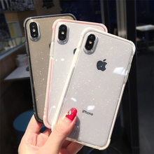 Funda de teléfono con purpurina en polvo para iPhone XS Max XS X, funda a prueba de golpes transparente suave de TPU, funda ostentosa para iPhone 7 6 S 8 Plus 2024 - compra barato