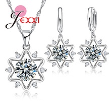 Wholesale Women Fashion Hollow Star Design CZ Crystal Hollow Star 925 Sterling Silver  Necklace And Earrings Jewelry Set 2024 - buy cheap