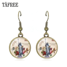 TAFREE Vintage Drop Earrings Statue of Liberty Glass Dome Gifts Eiffel Tower pendant earrings for women gift jewelry FU20 2024 - buy cheap