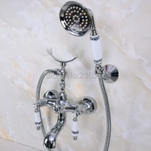 Wall Mount Chrome Clawfoot Bath Tub Mixer Tap Faucet Handheld Shower  lna239 2024 - buy cheap