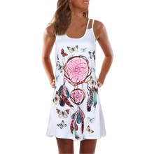 Summer Dress 2019 Sleeve Casual Women Summer Vintage Sleeveless 3D Floral Print Bohe Tank Short Mini Dress vestidos #N05 2024 - buy cheap