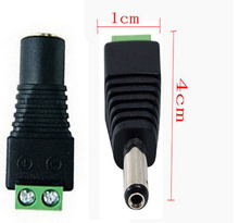 Câmeras de cctv 2.1mm x 5.5mm fêmea/macho dc adaptador de tomada de alimentação para única cor 5050/3528 led strip, jack conector 50 pçs/lote 2024 - compre barato