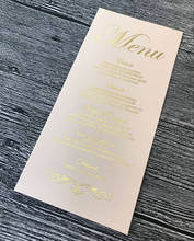 ME02 Customized Gold Foil Print Flat Tall Wedding Menu Card 2024 - buy cheap