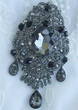 4.13" Gorgeous Teardrop Brooch Pin Black Gray Rhinestone Crystal EE05068C7 2024 - купить недорого