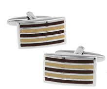 1 Pair Retail Men's Cufflinks Black Paint Color Brass Simple Stripe Rectangle Design 2024 - buy cheap