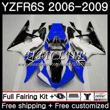 Боди для YAMAHA YZF 600 YZF600 YZF R6S 2006 2007 2008 2009 23HC. 3 YZF-600 YZFR6S YZF-R6S 06 07 08 09 обтекатель комплект синий белый горячий 2024 - купить недорого