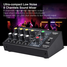 Audio Sound MixerLow Noise 8 Channels Metal Mono Stereo Ultra-compact Sound Mixer with Power Adapter Cable 2024 - buy cheap